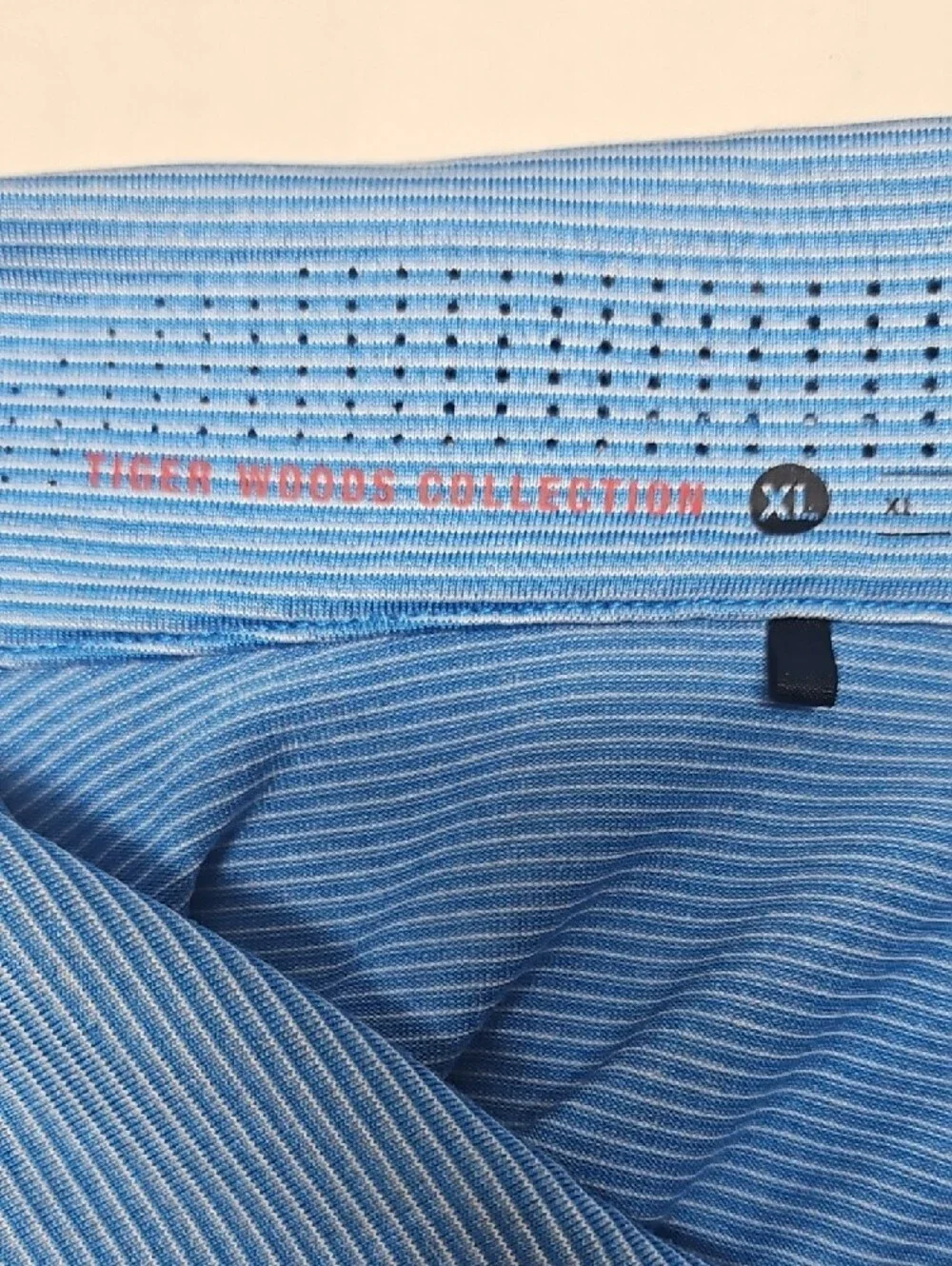 Nike Tiger Woods Collection Mens Light Blue Micro-Stripe Polo Dri-Fit XL - Picture 2 of 8